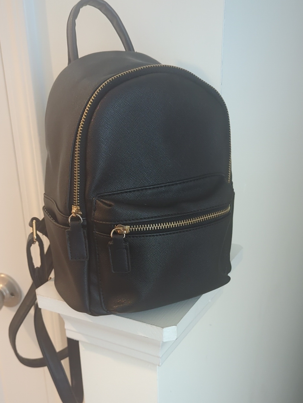 Like Dreams Mini Black Backpack W/Goldtone Hardware Approx 11Lx10W